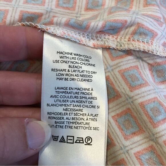 Free People It Takes Two ivory cream blue orange geometric dress size Small NWT - Picture 14 of 16